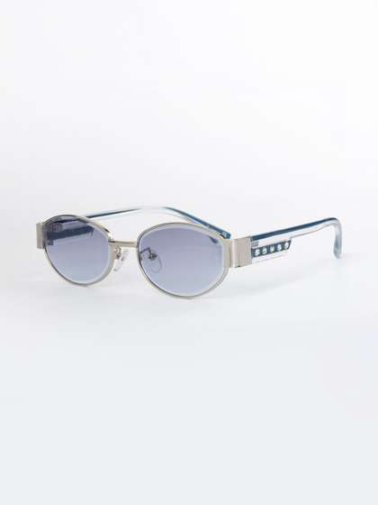 Tom Miller Women
                        Blue Lens & Silver-Toned Oval Sunglasses
                        with