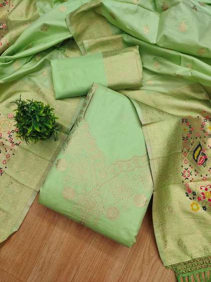 Mitera Embroidered
                          Pure Silk Unstitched Dress Material