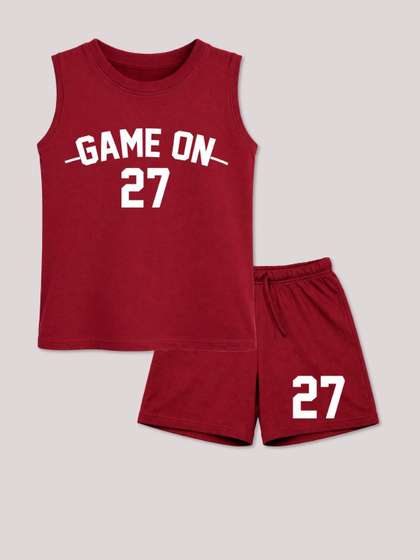 BLUSHES Unisex
                          Kids Printed T-shirt with Shorts
