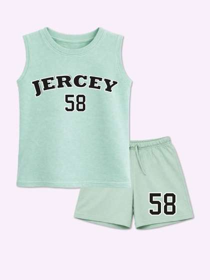 BLUSHES Unisex Kids
                        Printed T-shirt with Shorts