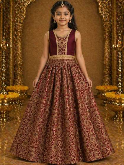 Xepon Girls Embroidered
                    Ready to Wear Lehenga &