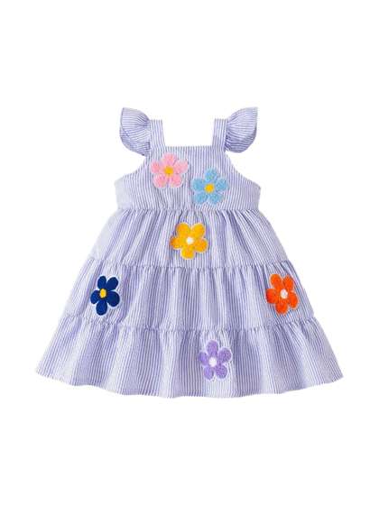 Hopscotch Floral Striped
                    Applique Fit & Flare Dress