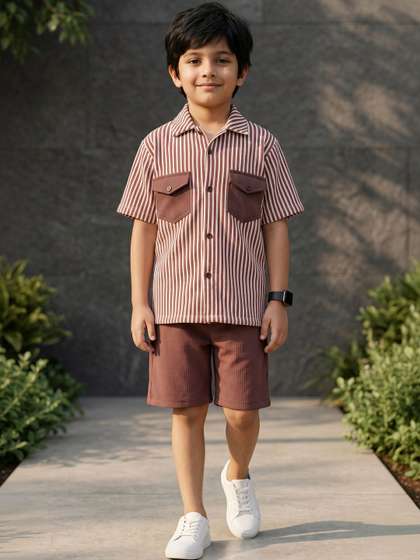 ahhaaaa Boys Striped
                    Shirt with Shorts