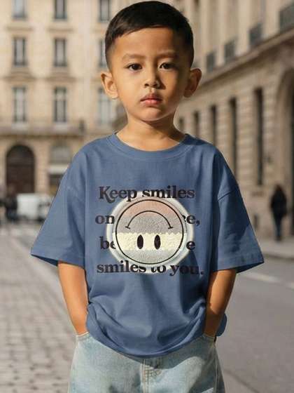CODEZ Boys Printed
                    Drop-Shoulder Sleeves T-shirt