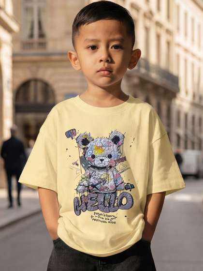 CODEZ Boys Printed
                      Drop-Shoulder Sleeves T-shirt
