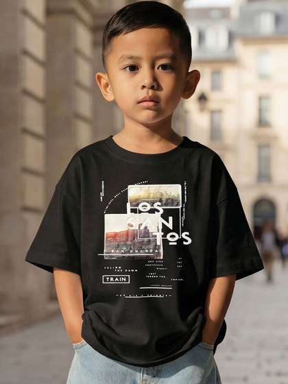CODEZ Boys Printed
                    Drop-Shoulder Sleeves T-shirt