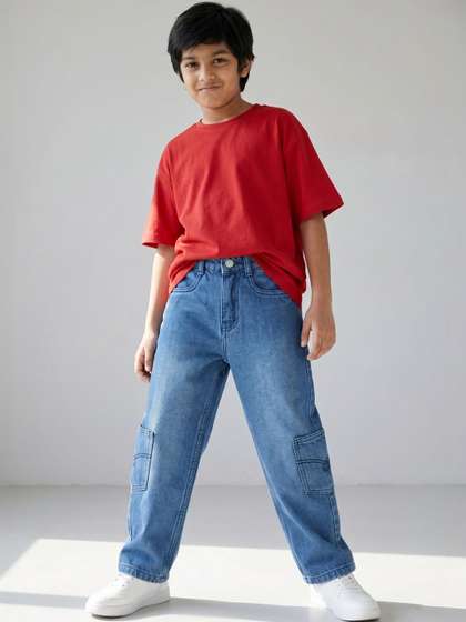 TALES & STORIES Boys
                    Straight Fit Mid-Rise Light Fade Jeans