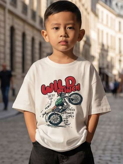CODEZ Boys Printed
                    Drop-Shoulder Sleeves T-shirt