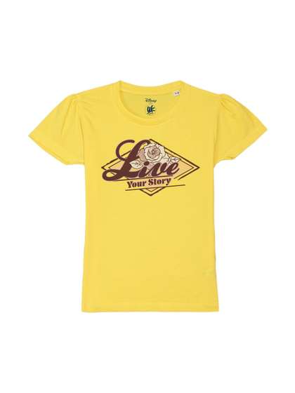 YK Disney Girls Printed
                    Puff Sleeves T-shirt