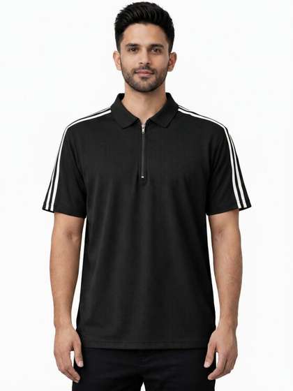 Moda Rapido Men Striped Dri-FIT Polo Collar Slim Fit T-shirt