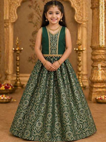 Xepon Girls Embellished
                    Ready to Wear Lehenga &