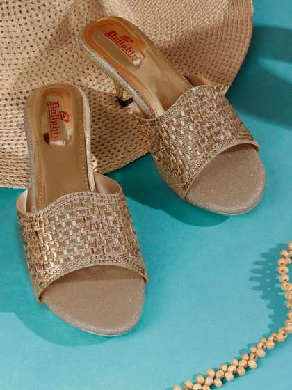 Dollphin Textured
                        Open Toe Kitten Mules