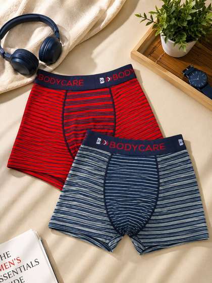 Bodycare Boys Pack Of 2
                    Striped Cotton TrunksKGA2081B-PK004