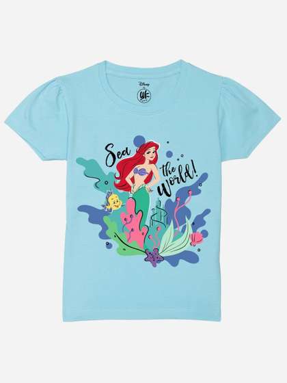 YK Disney Girls Printed
                    Puff Sleeves T-shirt