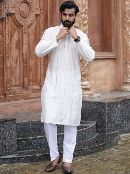 House of Pataudi
                          Embroidered Mandarin Collar Kurta &
                          Pyjamas