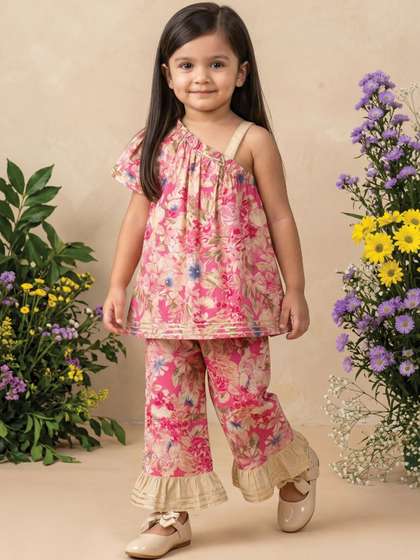 Readiprint Girls Floral
                    Printed Regular Kurti with Palazzos