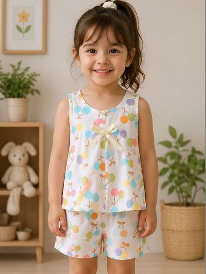 YK Girls Printed Top
                    with Shorts