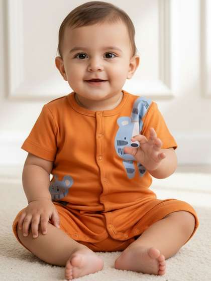 My Milestones Infant
                    Boys Graphic Printed Pure Cotton Romper