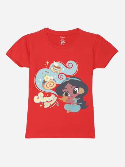 YK Disney Girls Printed
                    Puff Sleeves T-shirt