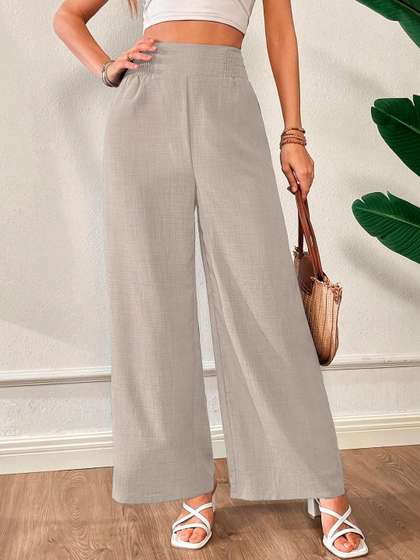 VOGAAN Women Relaxed
                        Loose Fit High-Rise Easy Wash Trousers