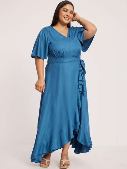Virgio Women Flared
                        Sleeve Maxi Plus Size Dress