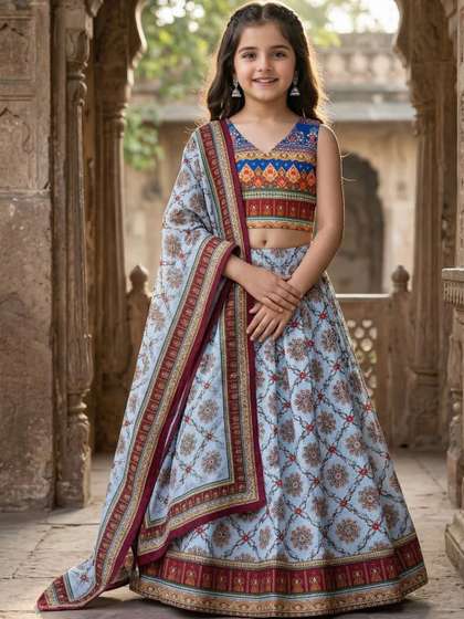 KALINI Girls Printed
                        Ready to Wear Lehenga & Blouse With Dupatta
