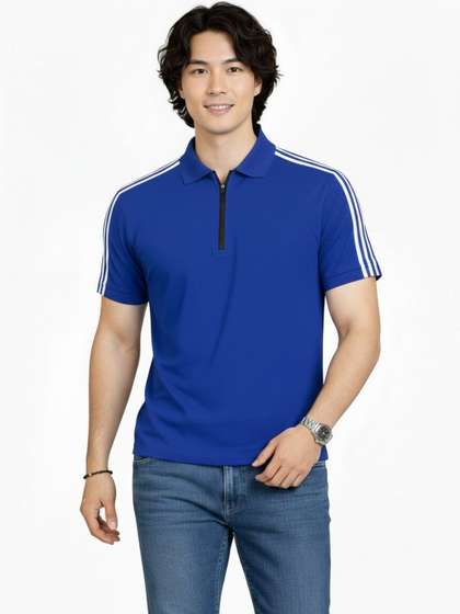 Moda Rapido Men Striped Dri-FIT Polo Collar Slim Fit T-shirt