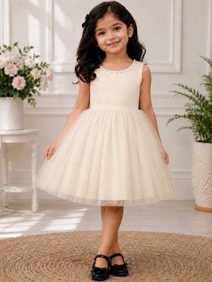 Tejam Girls Embellished
                    Net Fit & Flare Satin Dress