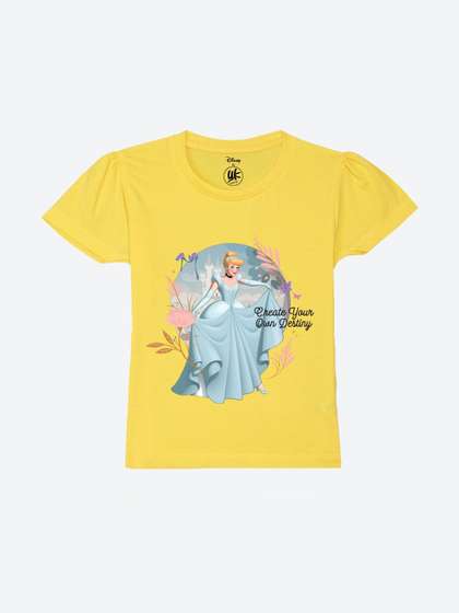 YK Disney Girls Printed
                    Puff Sleeves T-shirt