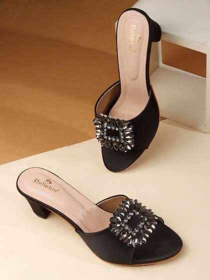 Dollphin Embellished
                        Party Block Mules