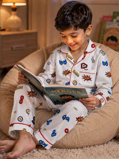 Fancy Fluff Unisex Kids
                    Printed Night suit