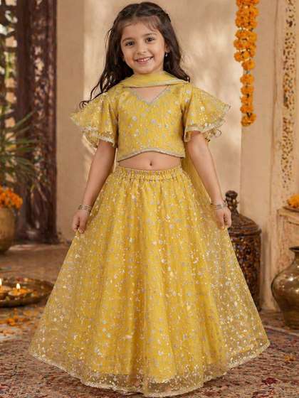Superminis Girls
                    Embroidered Sequinned Ready to Wear Lehenga &
                    Blouse With Dupatta