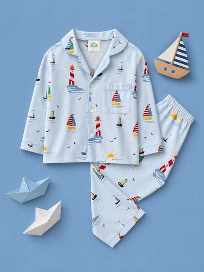 Fancy Fluff Unisex Kids
                    Printed Night suit