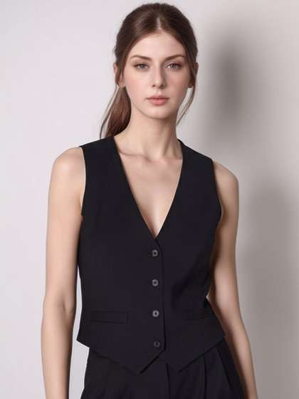 Moda Rapido
                        Sleeveless V-Neck Slim-Fit Waistcoat