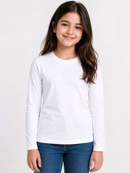 DYCA Girls White Solid
                    Full Sleeves T-shirt