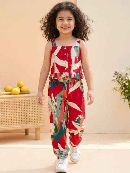 Aj DEZInES Girls
                          Printed Top with Trousers