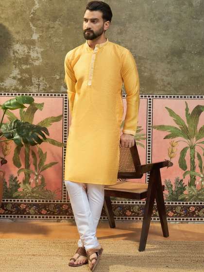 Sangria Woven Design
                        Mandarin Collar Straight Kurta