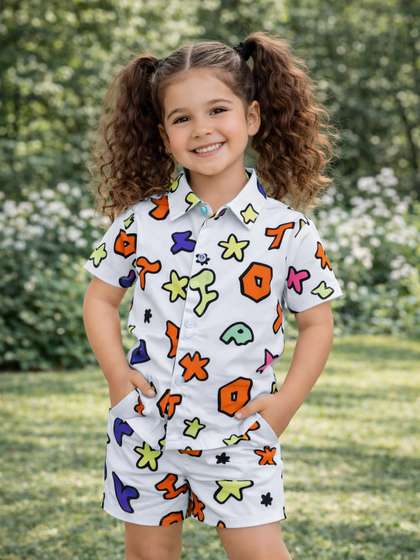 ANJALI IMPEX Unisex
                        Kids Printed Shirt with Shorts
