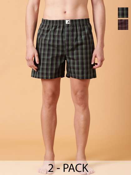 JOVEN Pack Of 2
                        Checked Pure Cotton Boxers