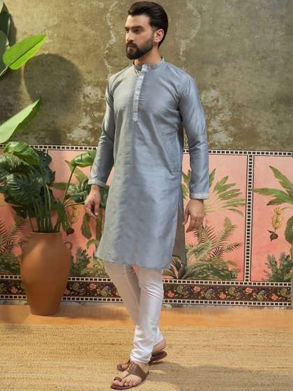 Sangria Woven Design
                        Mandarin Collar Straight Kurta