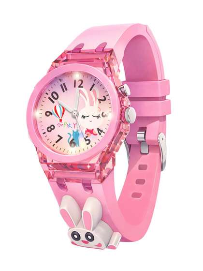 Spiky Unisex Kids Pink
                      Printed Dial & Pink Straps Analogue Watch