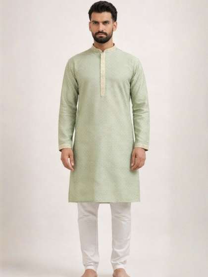 Sangria Woven Design
                        Mandarin Collar Straight Kurta
