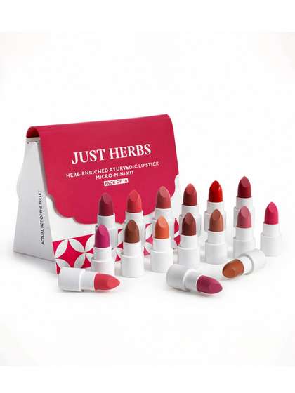 Just Herbs Set of 16
                        Ayurvedic Lipstick Micro-mini Kit Long-lasting -
                        7g