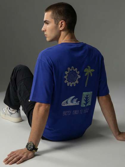 FCUK Printed
                        Drop-Shoulder Sleeves Relaxed Fit Pure Cotton
                        T-shirt