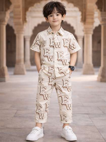 ANJALI IMPEX Unisex
                        Kids Printed Shirt with Trousers