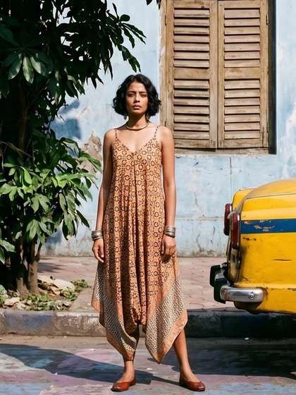 Taavi Pure Cotton
                        Indie-Floral Printed Shoulder Straps Kalamkari
                        Jumpsuit