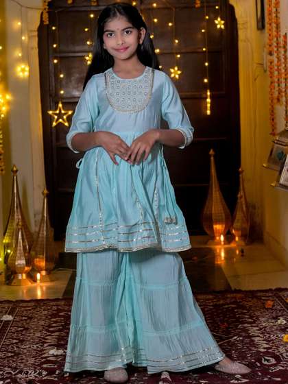 Sangria Girls
                      Embroidered Round Neck Kurta & Sharara