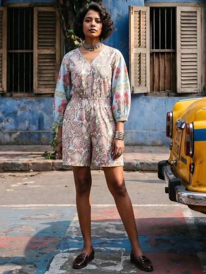 Taavi Printed Bagru
                        Basic Jumpsuit