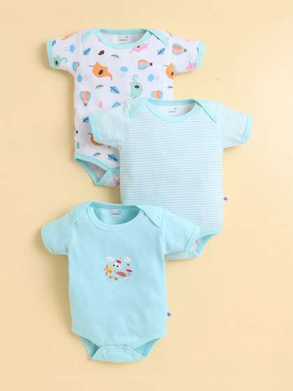BUMZEE Pack of 3 Printed
                    Cotton Round Neck Bodysuit