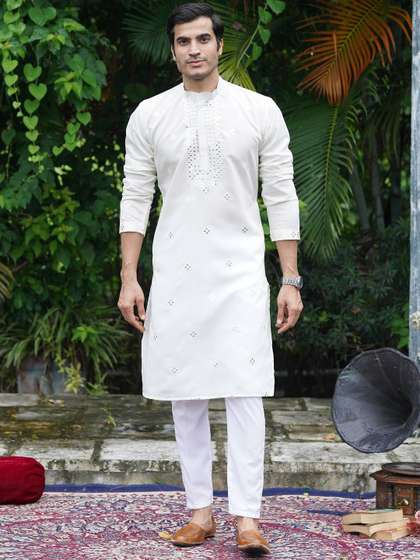 House of Pataudi
                        Embroidered Mandarin Collar Knee Length Straight
                        Kurtas